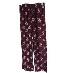 Texas A&M Aggies Boys Maroon Fleece PJ Pants Size M 10/12 Logo Print Loungewear